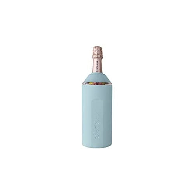 Vinglace Wine Chiller - Portable Insulator Sleeve For Champagne and Wine Bottles - Double Walled with Stainless Steel and Glass - Perfect Gifts for Wine Lovers (Cool Blue)