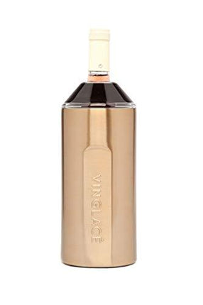 Vinglacé Wine Bottle Insulator | Stainless Steel | Double Walled | Vacuum Insulated | Tritan Plastic Adjustable Top | Keeps Wine & Champagne Cold for Hours | 10" x 11" x 12" | Copper