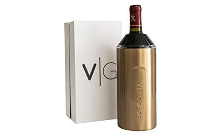 Vinglacé Wine Bottle Insulator | Stainless Steel | Double Walled | Vacuum Insulated | Tritan Plastic Adjustable Top | Keeps Wine & Champagne Cold for Hours | 10" x 11" x 12" | Copper