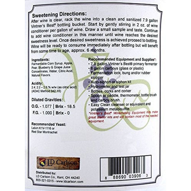 Vintner's Best 3906 Home Brew Ohio Vintners Best Fruit Wine Base, Blueberry, 128 oz.