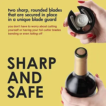 Vintorio Easy Wine Foil Top Cutter - Cut Bottle Capsules and Neck Labels - Sharp Remover for Wine Seals - Tough Metal, Stainless Steel Plated Body