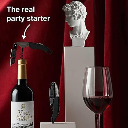 Vintorio Professional Waiters Corkscrew - Wine Key with Ergonomic Rubber Grip, Beer Bottle Opener and Foil Cutter (3 Pack)