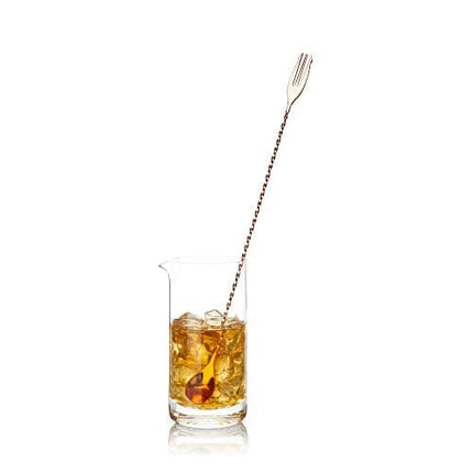 Trident Barspoon with Full Twisted Stem Handle | Cocktail Spoon, Bartender Tool for Mixing Glasses, Bartending Swizzle Stick, Copper