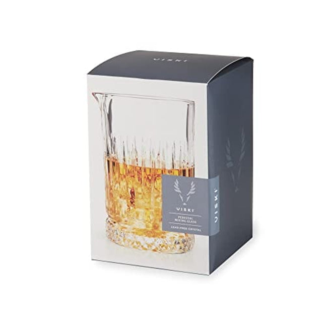 Viski Cocktail 23 Oz. Crystal Pitcher Design Bartending Barware Essentials, Pedestal Mixing glass
