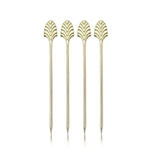 Viski Gold Art Deco Metal Cocktail Picks