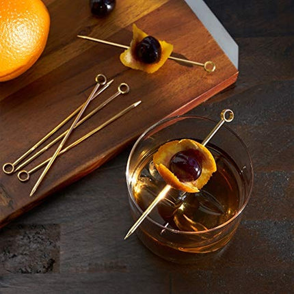 Viski Gold Cocktail Picks, Set of 6 Stainless Steel Drink Picks, Barware Accessories, 4.25″