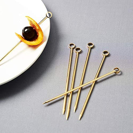 Viski Gold Cocktail Picks, Set of 6 Stainless Steel Drink Picks, Barware Accessories, 4.25″