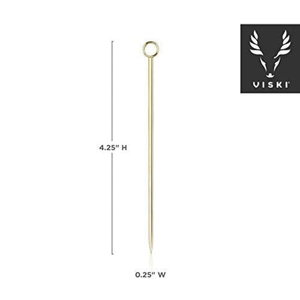 Viski Gold Cocktail Picks, Set of 6 Stainless Steel Drink Picks, Barware Accessories, 4.25″
