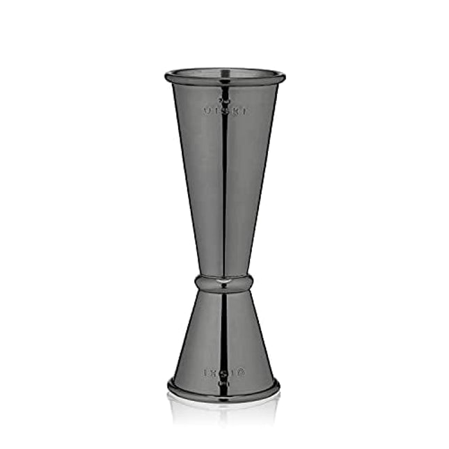Viski Japanese Style Double Jigger for Cocktails, Bar Kit Essential, 1oz and 2oz with Interior Measurements, Stainless Steel with Gunmetal Finish