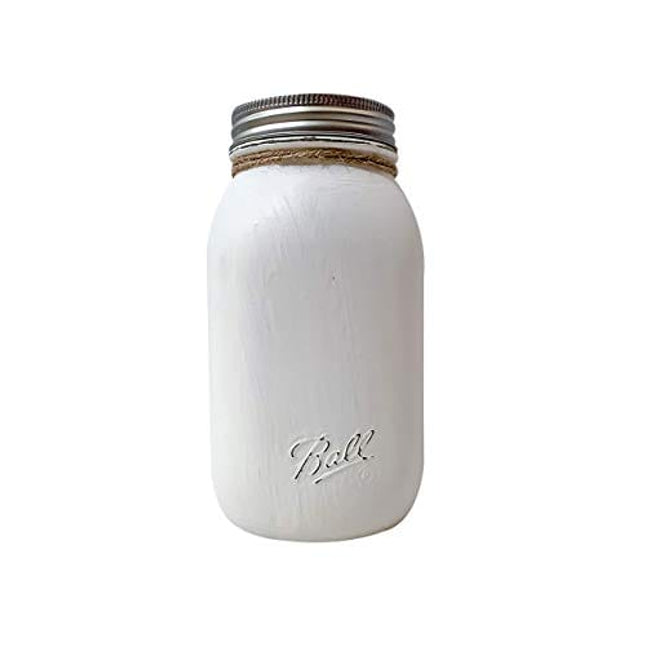 TIPS Jar - White Painted and Distressed Mason Jar, Tip Jar for Money Restaurant, 32 oz. Regular Mouth Mason Jar with Coin Slot, Quart Size, Painted Mason Jar, Bartender, Salon Tip Jar with Lid, Glass