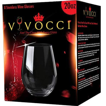 Vivocci Unbreakable Plastic Stemless Wine Glasses 20 oz | 100% Tritan Heavy Base | Shatterproof Glassware | Ideal For Cocktails & Scotch | Perfect For Homes & Bars | Dishwasher Proof, Buy 8 Pay 6