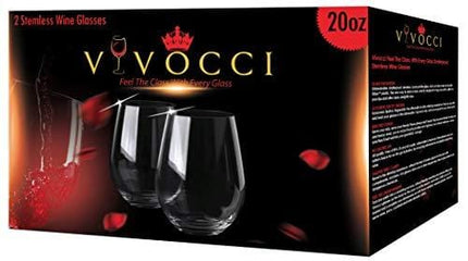 Vivocci Unbreakable Elegant Plastic Stemless Wine Glasses 20 oz | 100% Tritan Heavy Base | Shatterproof Glassware | Ideal For Cocktails & Scotch | Perfect For Homes & Bars | Dishwasher Proof, Set of 2