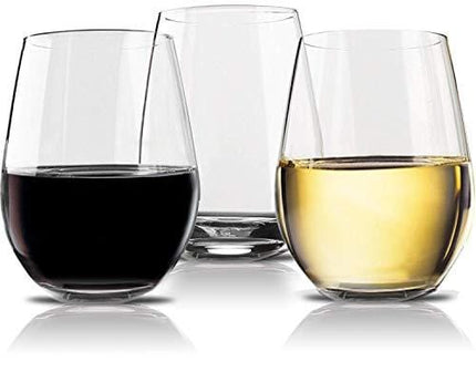 Vivocci Unbreakable Elegant Plastic Stemless Wine Glasses 20 oz | 100% Tritan Heavy Base | Shatterproof Glassware | Ideal For Cocktails & Scotch | Perfect For Homes & Bars | Dishwasher Proof, Set of 2
