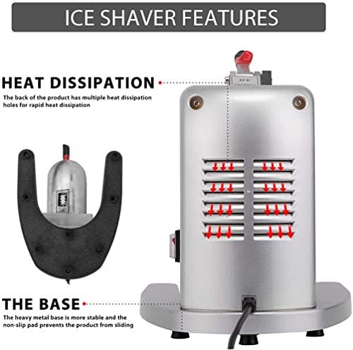 VIVOHOME Electric Dual Blades Ice Crusher Shaver Snow Cone Maker Machine  Silver 143lbs/hr with Ice Pick for Home and Commercial Use