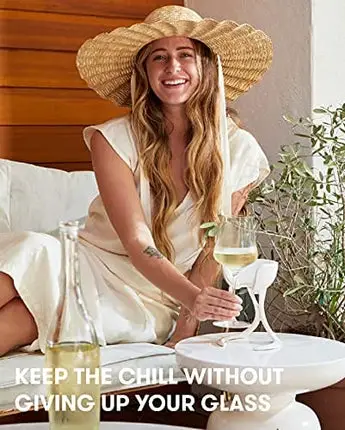 VoChill Personal Wine Chiller | Keep the Chill Without Giving Up Your Glass | New Must-Have Wine Accessory | Separable & Refreezable Chill Cradle | Actively Chills Stemware | Blush, Perfect Pair