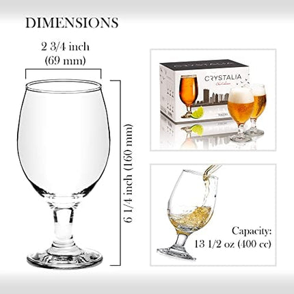 Volarium Craft Beer Glasses Set of 6, Belgian Style Stemmed Tulip Classics, IPA Beer Tasting Glassware,13 1/2 oz