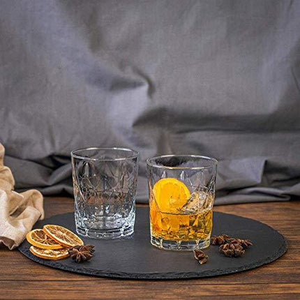 Premium Bourbon Glasses, Neat Whiskey Glass Set with Diamond Cut Design, Old Fashioned Scotch Glasses, Rocks Glasses Set of 6 for Bourbon and Cocktails, 11 ¾ oz
