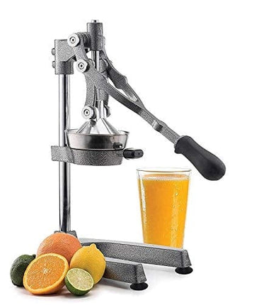 Manual Fruit Juicer - Commercial Grade Home Citrus Lever Squeezer for Oranges, Lemons, Limes, Grapefruits and More - Stainless Steel and Cast Iron - Non-skid Suction Cup Base - 18.5 Inch - by Vollum