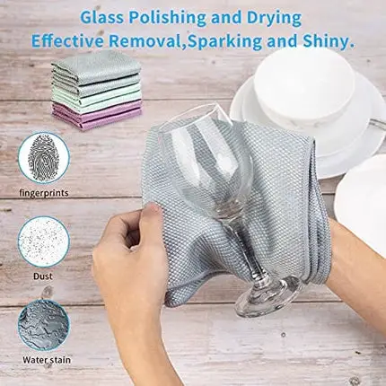 Fish Scale Lint Free Microfiber cleaning cloth,Best Glass window mirror cleaning cloth, Streak Free Nano Miracle cloths for glasses,Stainless Steel,Wine Glass Polishing Towel,Dish cloth Pack of 6,Grey