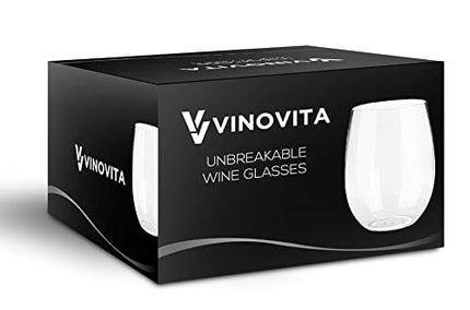 VINOVITA Funny Wine Glasses (Set of 4) 100% Tritan Plastic | Unbreakable Stemless and Durable | Great for Indoor/Outdoor Parties, Beach (Tritan Plastic, 16oz)