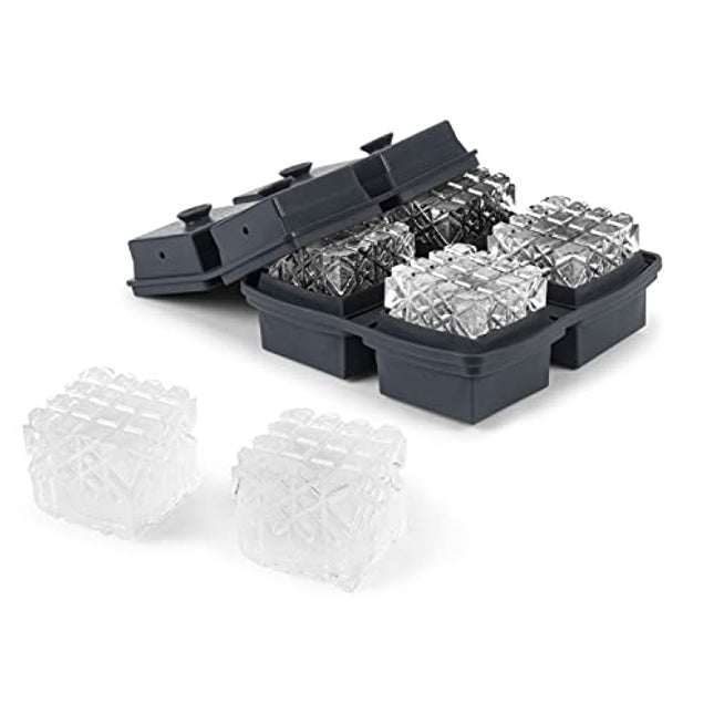 Crystal Ice Tray, Perfect Etched, Slow Melting Large Cubes