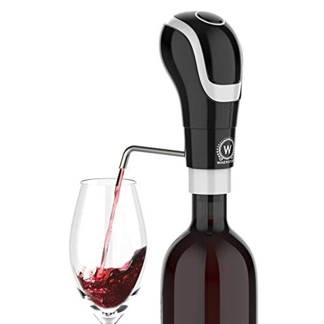 Waerator Instant 1-Button Aeration & Decanter Electric Wine Aerator: Enhance Wine Flavor of Waerator All Ages; Convenient Spout (Black)