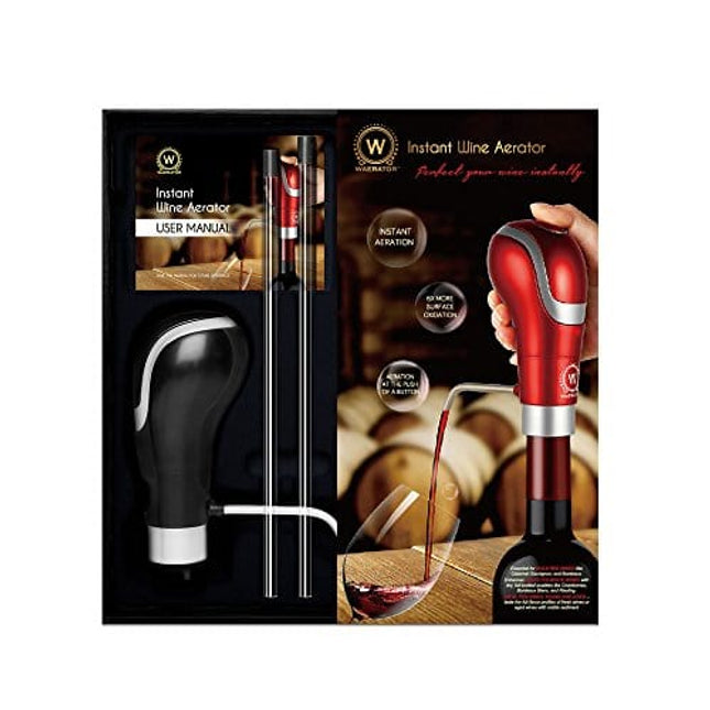 Waerator Instant 1-Button Aeration & Decanter Electric Wine Aerator: Enhance Wine Flavor of Waerator All Ages; Convenient Spout (Black)
