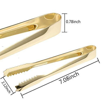 Ice Tongs for Ice Bucket,7 Inch Serving Tongs,Bar Tongs,304 Stainless Steel,-Gold Plated-for Bar Kitchen Restaurant…
