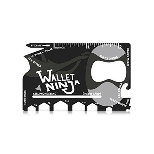 Wallet Ninja- 18 in 1 Credit Card Sized Multitool (#1 Best Selling in the World) (Black)