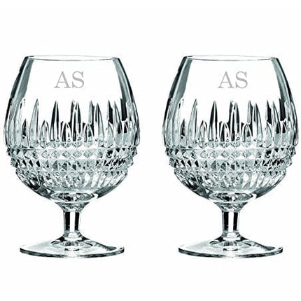 Waterford Lismore Diamond 16oz Brandy Glasses Set of 2, Custom Glasses, Engraved Glass Set, Personalized Glassware