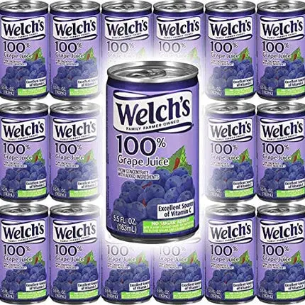 Welch’s Grape Juice 100% Juice, 5.5oz (Pack of 18, Total of 99 Oz)