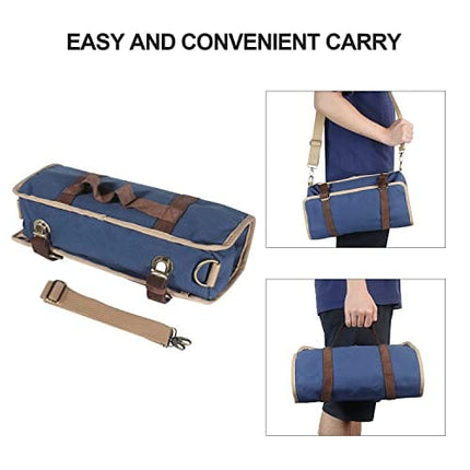 Wessleco Bartender Bag, Bartender Travel Bag Portable Roll Bartender Tool Bag Case(Blue,Only Bag)
