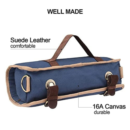 Wessleco Bartender Bag, Bartender Travel Bag Portable Roll Bartender Tool Bag Case(Blue,Only Bag)