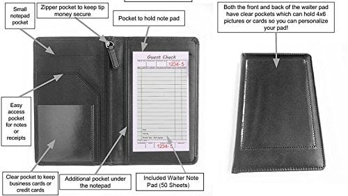 Server Order Pad Leather Holder Waiter/waitress Notepad 