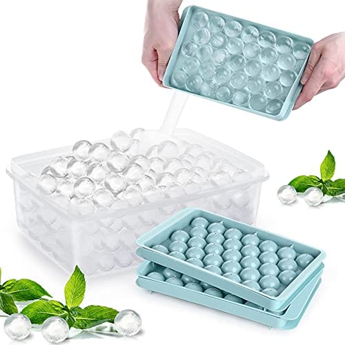 Ice Cube Trays for Freezer in Home, Two Trays with Lid and Storage Bin,  Press Ice Box Easy Release, Ice Container with Scoop for Cocktail Whisky  Coffee 