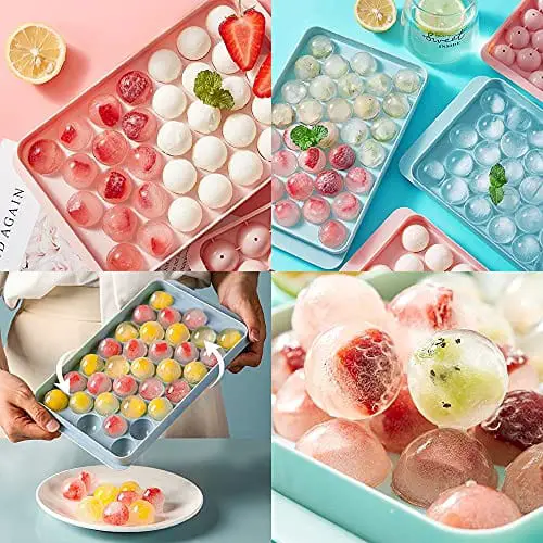 3 Pack Silicone Ice Trays For Freezer With Lid Sphere Ice Cube Tray Large  Square