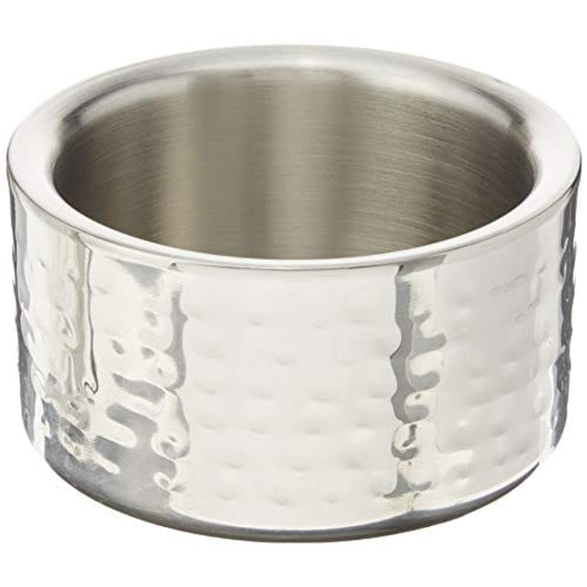 Winco Double Wall Wine Coaster, Satin Finish, Hammered, 5" Diameter, Silver