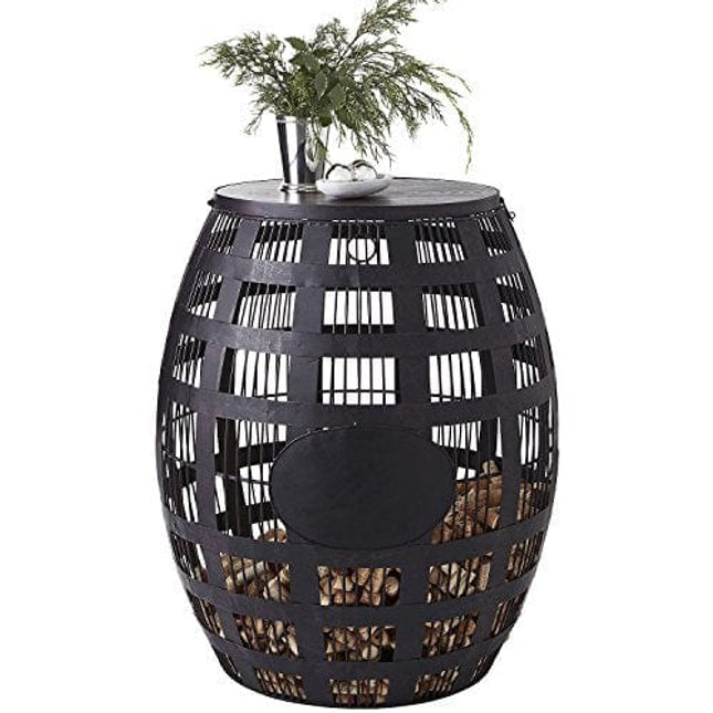 Wine Enthusiast Barrel Cork Catcher Side Table – Holds 2,000 Corks