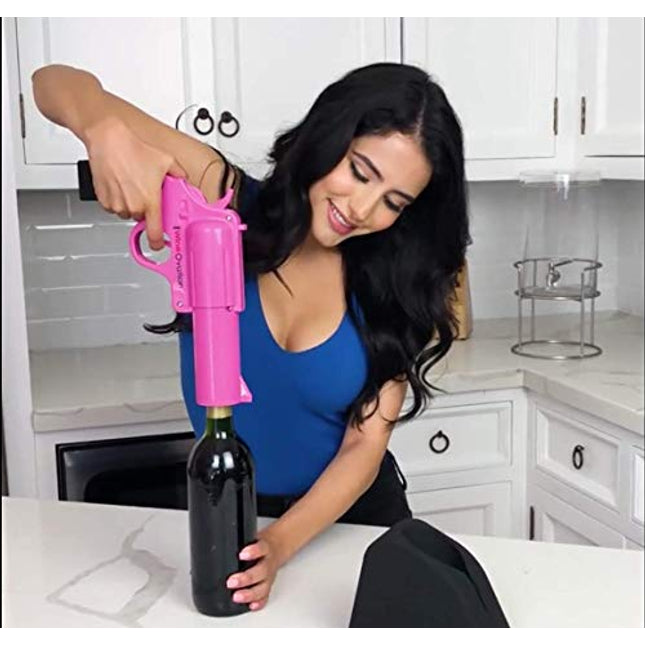 WineOvation Electric Gun Wine Opener (Silver) - Open your Wine Bottle fast and without hassle - Best Electronic Automatic Corkscrew for Gun Enthusiasts and Wine Lovers - Rechargeable Battery Operated