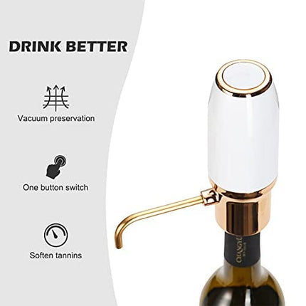 Winirina Electric Wine Aerator Pourer Automatic Smart Decanter Dispenser Rechargeable with Micro USB Cable