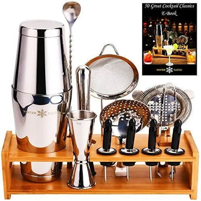Valentine's Sale Mixology Bartender Kit With Stylish Stand 20-piece Boston  Cocktail Shaker Set for Home Bartendingbonus Recipe Cards 