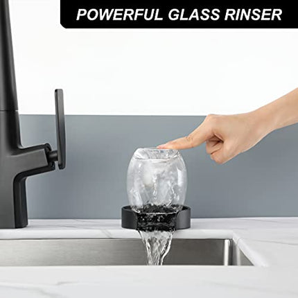 Glass Rinser for Kitchen Sink Matte Black, Kitchen Sink Replacement for Bar Sink, WiPPhs Cup Washer Sink Attachment, Bar Glass Rinser WI639BK