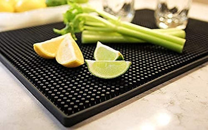WISHMART | Black Rubber Bar Mats Set of 2 (18x12 Inches) | Drying, Durable and Stylish Spill Mats for Bars, Restaurants, Coffee Shops, Countertop Bar and Table Top, Non-Spill & Non-Toxic Mats