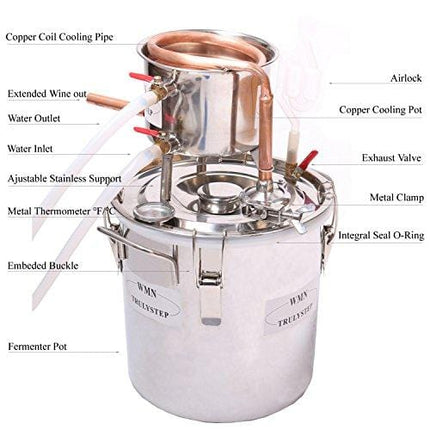 DIY 2 Gal 10 Liters Copper Alcohol Moonshine Stills Ethanol Still Spirits Boiler Water Distiller