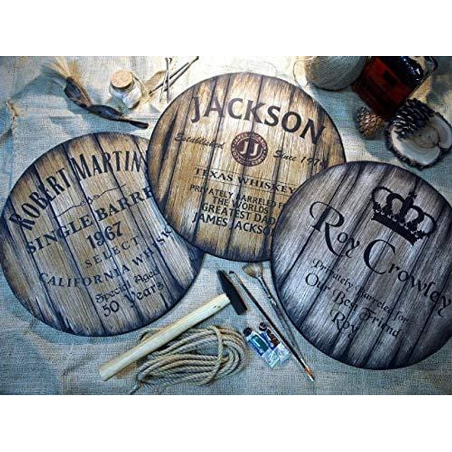 Custom Decorative Wood Sign, 3 Different Styles of Whiskey Wine & Beer Barrels to Choose from, Personalized Gifts for Men, Rustic Decor for Home Bar Man Cave