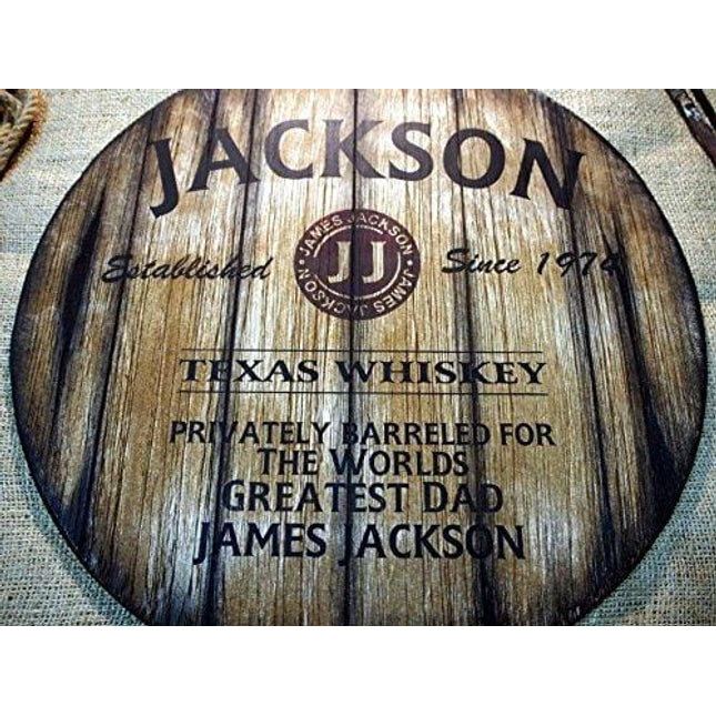 Personalized Decorative Sign Inspired by Old Whiskey Barrel Lids, Custom Gifts for Men, Rustic Living Room Home Bar Man Cave Decor