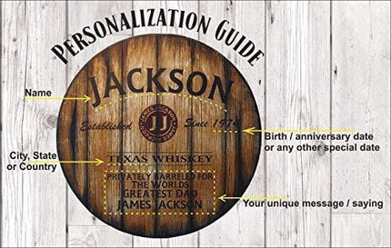 Personalized Decorative Sign Inspired by Old Whiskey Barrel Lids, Custom Gifts for Men, Rustic Living Room Home Bar Man Cave Decor