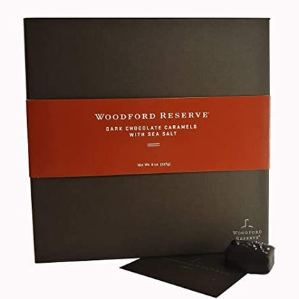 Woodford Reserve Premium Bourbon Dark Chocolate Caramels with Sea Salt Gift Box, 16 Candies per box, delicious and perfect for holiday gifts