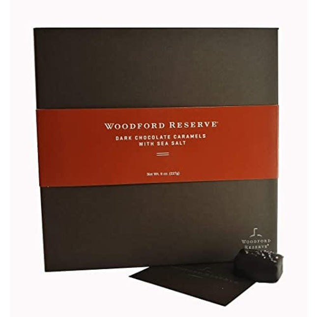 Woodford Reserve Premium Bourbon Dark Chocolate Caramels with Sea Salt Gift Box, 16 Candies per box, delicious and perfect for holiday gifts