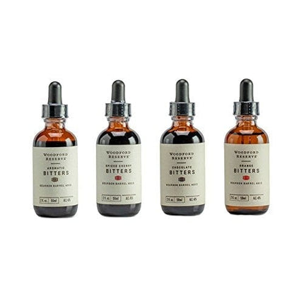 Bourbon Bitters Bundle: Woodford Reserve Aromatic, Spiced Cherry, Orange, and Chocolate Cocktail Bitters - 2 oz Each (Original Version)